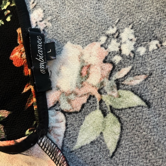 Ambiance Black Floral Racerback Stretch Bodycon Dress Size: L. Condition: Good - Picture 5 of 5